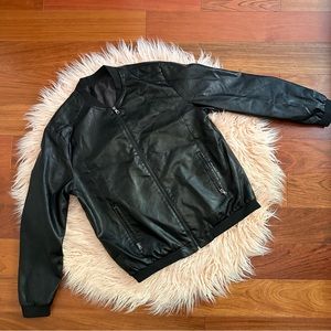 Faux Leather Bomber Jacket